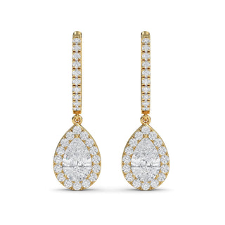 Pear Cut Halo Drop Earrings 2.58 ct. tw.