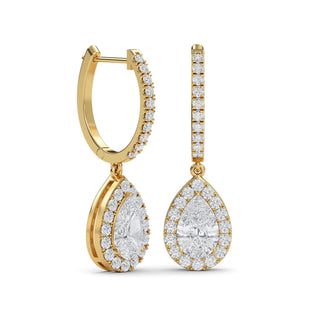 Pear Cut Halo Drop Earrings 2.58 ct. tw.