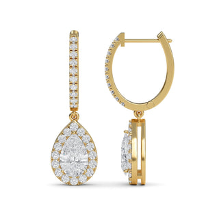 Pear Cut Halo Drop Earrings 2.58 ct. tw.