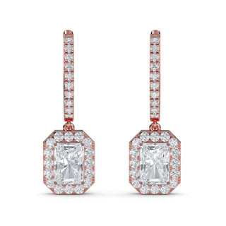 Cushion Cut Refined Halo Drop Earrings 3.00 ct. tw.