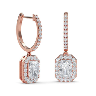 Cushion Cut Refined Halo Drop Earrings 3.00 ct. tw.