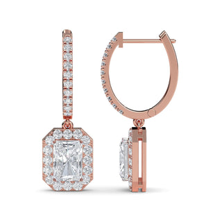 Cushion Cut Refined Halo Drop Earrings 3.00 ct. tw.