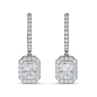 Cushion Cut Refined Halo Drop Earrings 3.00 ct. tw.