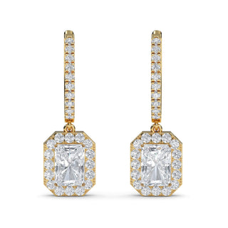 Cushion Cut Refined Halo Drop Earrings 3.00 ct. tw.