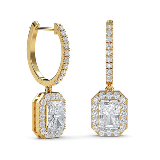 Cushion Cut Refined Halo Drop Earrings 3.00 ct. tw.