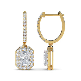 Cushion Cut Refined Halo Drop Earrings 3.00 ct. tw.