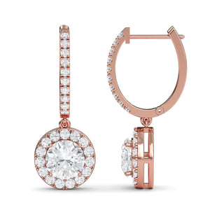 Round Cut Refined Halo Drop Earrings 2.92 ct. tw.