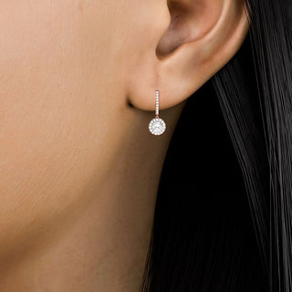 Round Cut Refined Halo Drop Earrings 2.92 ct. tw.