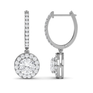 Round Cut Refined Halo Drop Earrings 2.92 ct. tw.