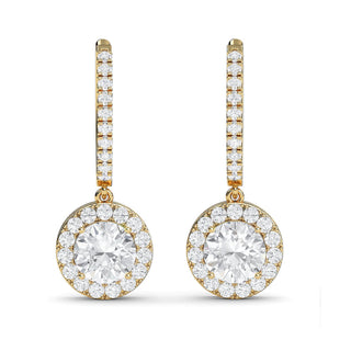 Round Cut Refined Halo Drop Earrings 2.92 ct. tw.