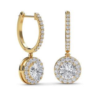 Round Cut Refined Halo Drop Earrings 2.92 ct. tw.