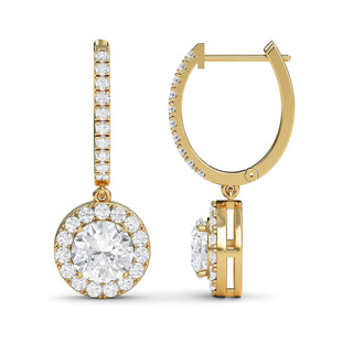 Round Cut Refined Halo Drop Earrings 2.92 ct. tw.