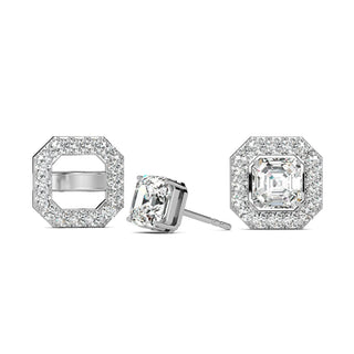 Asscher Cut Halo Stud Earrings 2.70 ct. tw.