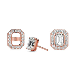 Emerald Cut Halo Stud Earrings 1.98 ct. tw.