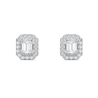 Emerald Cut Halo Stud Earrings 1.98 ct. tw.
