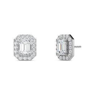 Emerald Cut Halo Stud Earrings 1.98 ct. tw.