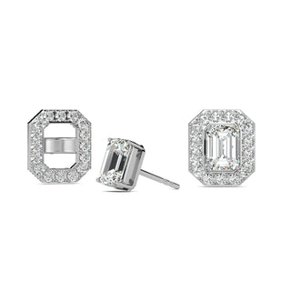 Emerald Cut Halo Stud Earrings 1.98 ct. tw.