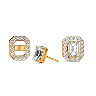 Emerald Cut Halo Stud Earrings 1.98 ct. tw.