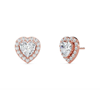 Heart Cut Halo Stud Earrings 3.70 ct. tw.