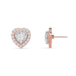 Heart Cut Halo Stud Earrings 3.70 ct. tw.