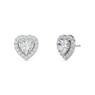Heart Cut Halo Stud Earrings 3.70 ct. tw.