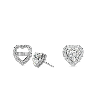 Heart Cut Halo Stud Earrings 3.70 ct. tw.