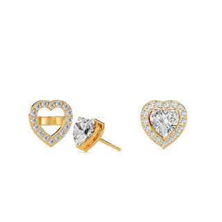 Heart Cut Halo Stud Earrings 3.70 ct. tw.