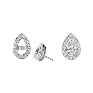 Pear Cut Refined Halo Stud Earrings 2.70 ct. tw.