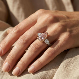 Pear Cut Three-Stone Gemstone Engagement Ring