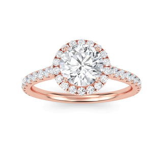 Round Cut Halo Pavé Engagement Ring 1.0 ct