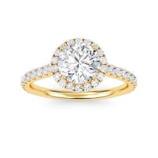Round Cut Halo Pavé Engagement Ring 1.0 ct