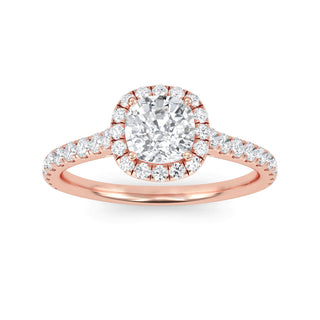 Cushion Cut Halo Refined Pavé Engagement Ring 1.0 ct