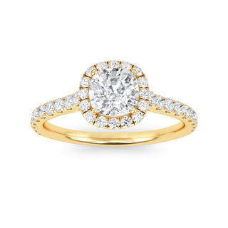 Cushion Cut Halo Refined Pavé Engagement Ring 1.0 ct
