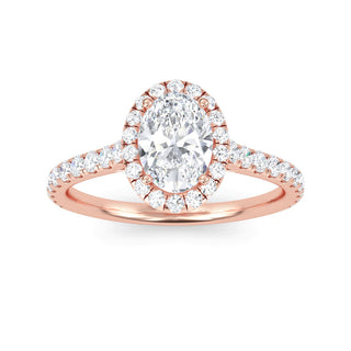 Oval Cut Halo Pavé Engagement Ring 1.0 ct