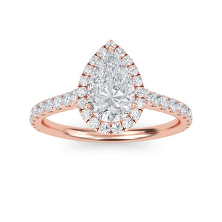 Pear Cut Classic Halo Pavé Engagement Ring 1.0 ct