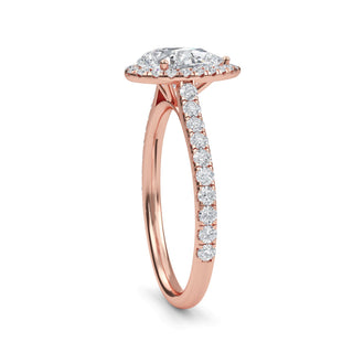 Pear Cut Classic Halo Pavé Engagement Ring 1.0 ct