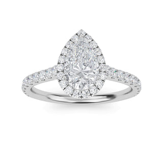 Pear Cut Classic Halo Pavé Engagement Ring 1.0 ct