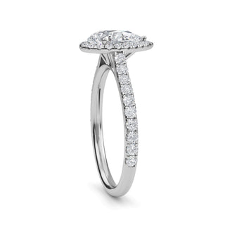 Pear Cut Classic Halo Pavé Engagement Ring 1.0 ct