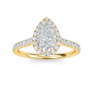 Pear Cut Classic Halo Pavé Engagement Ring 1.0 ct