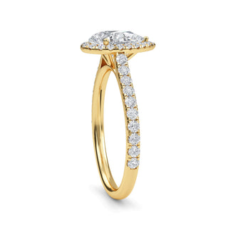 Pear Cut Classic Halo Pavé Engagement Ring 1.0 ct