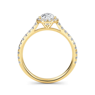 Pear Cut Classic Halo Pavé Engagement Ring 1.0 ct