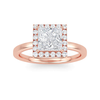 Princess Cut Halo Engagement Ring 0.75 ct