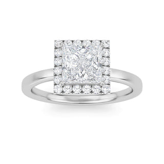 Princess Cut Halo Engagement Ring 0.75 ct