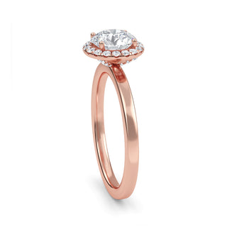 Round Cut Halo Cathedral Engagement Ring 0.8 ct