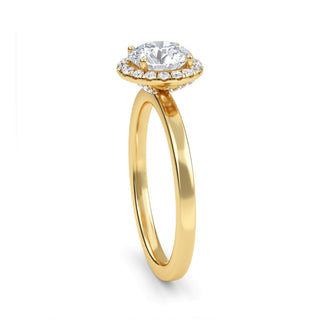 Round Cut Halo Cathedral Engagement Ring 0.8 ct