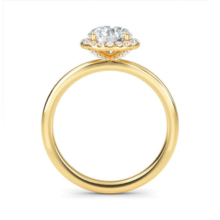 Round Cut Halo Cathedral Engagement Ring 0.8 ct