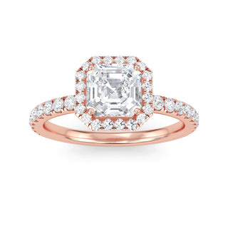 Asscher Cut Halo Pavé Engagement Ring 1.0 ct