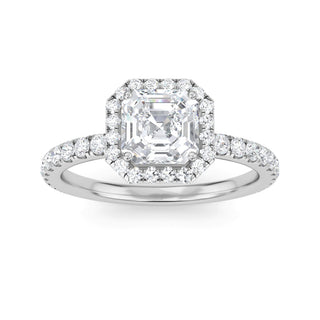 Asscher Cut Halo Pavé Engagement Ring 1.0 ct