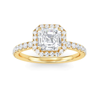 Asscher Cut Halo Pavé Engagement Ring 1.0 ct