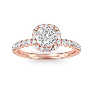 Cushion Cut Halo Pavé Engagement Ring 0.7 ct